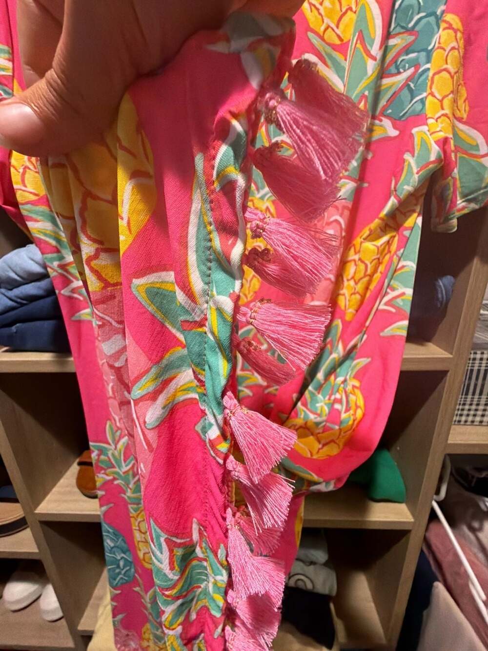 Simply Southern Charleston Pineapple Print Tassel Hem Short Sleeve Dress - Picture 4 of 4